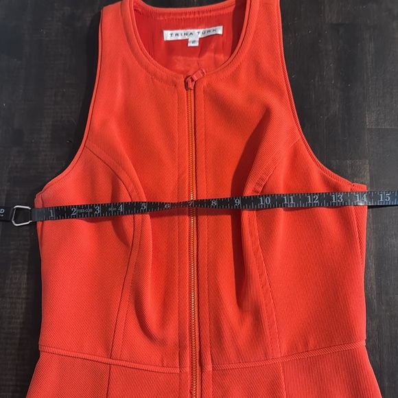 Trina Turk Coral Bishop Dress Full Zip Front Fit Flare Style Revolve Size 2 - Picture 6 of 8